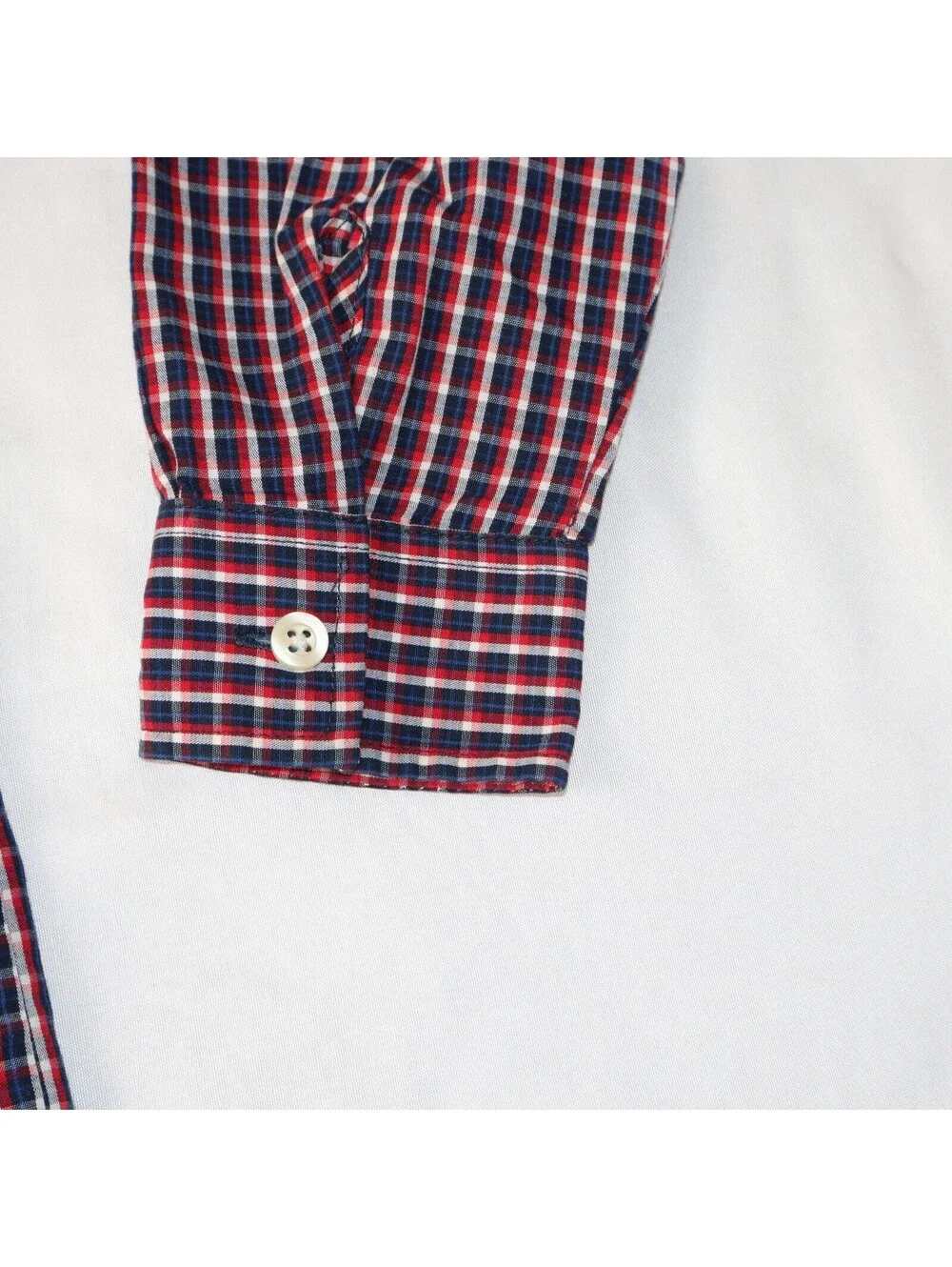Nautica Boys Button Up Plaid Shirt Size 6 Red Blue